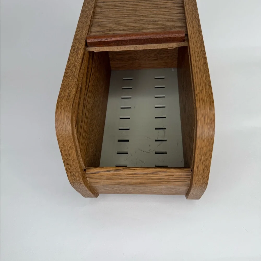Vintage Wooden Floppy Disk/Recipe Holder with Sliding Lid
